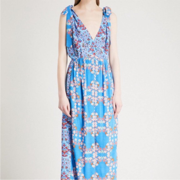 Sandro Plunging Floral Print Slit Dress - Picture 3 of 8